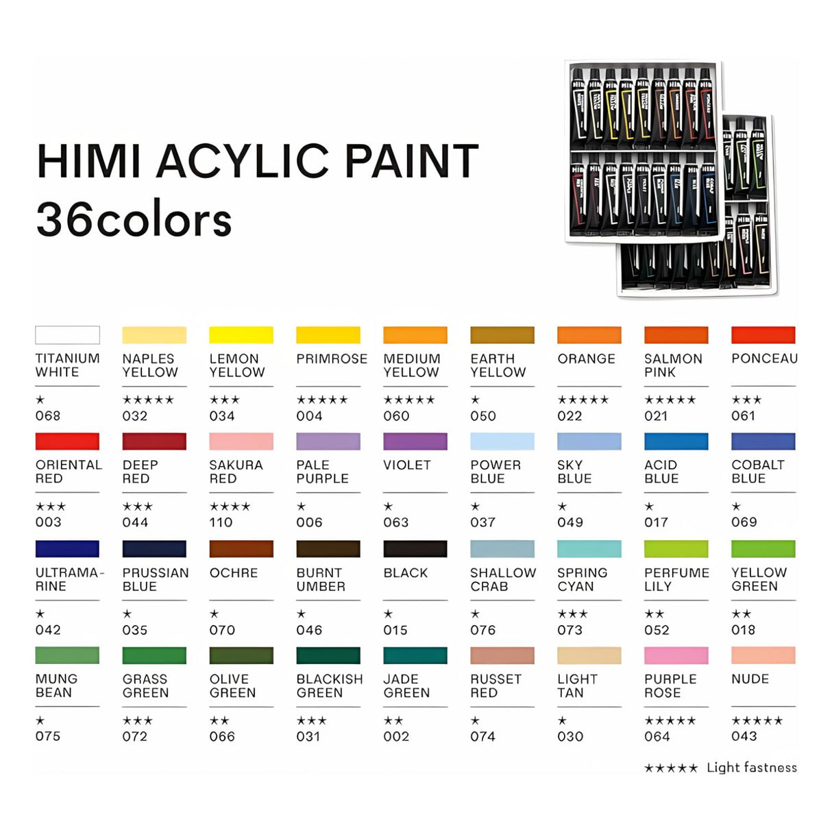 Himi - Set 36 Pinturas Acrílicas 12 ml