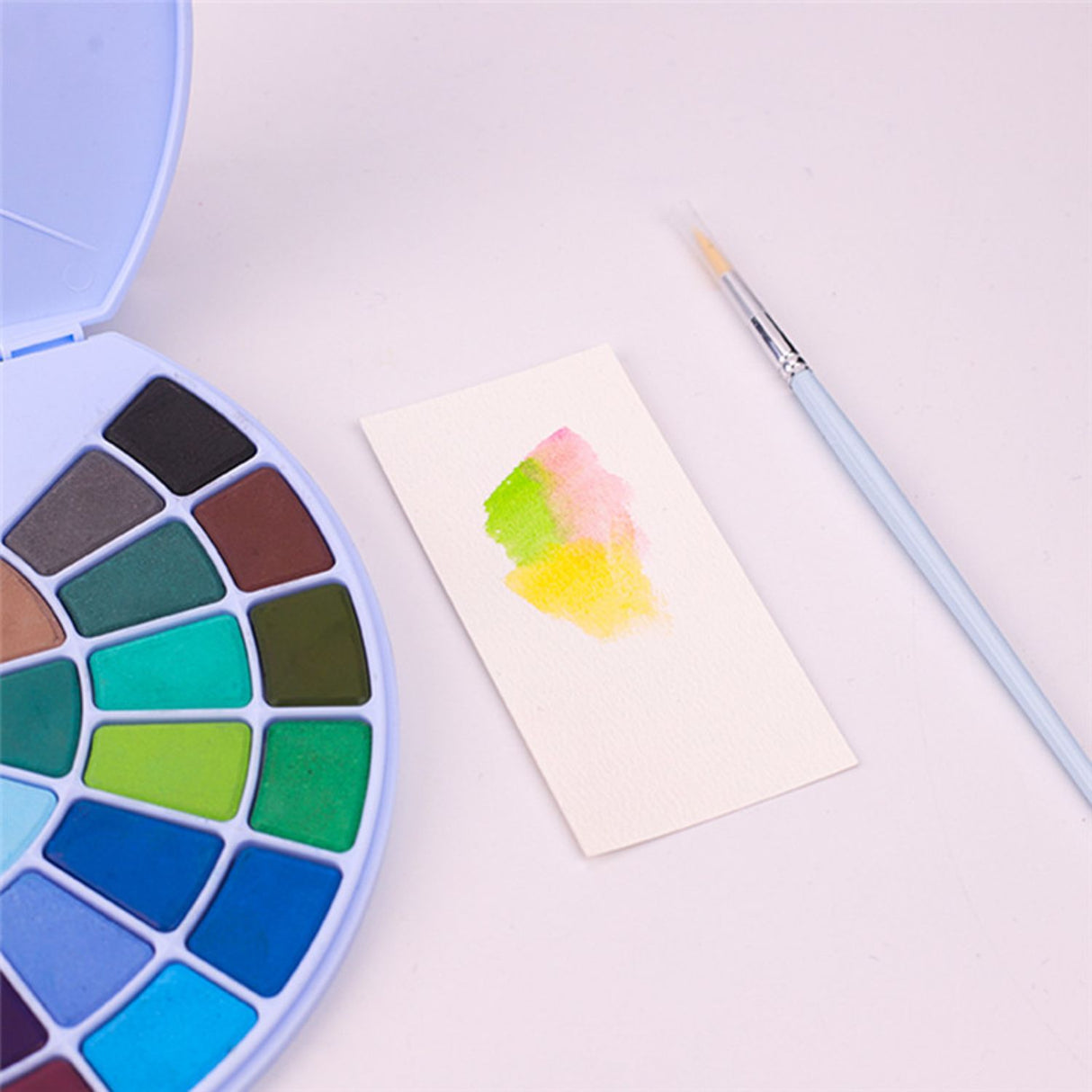 Himi - Set 38 Acuarelas en Pastilla Estuche Celeste