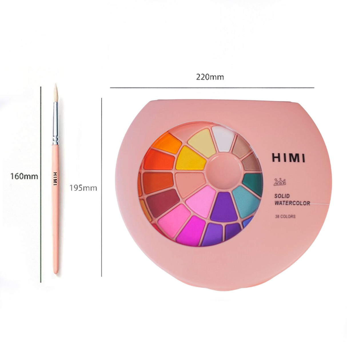 Himi - Set 38 Acuarelas en Pastilla Estuche Rosado