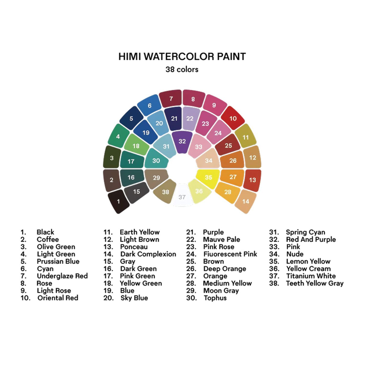 Himi - Set 38 Acuarelas en Pastilla Estuche Rosado