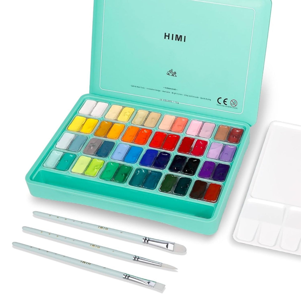 Himi - Set 48 Gouache Potes 12 g Green y Pinceles