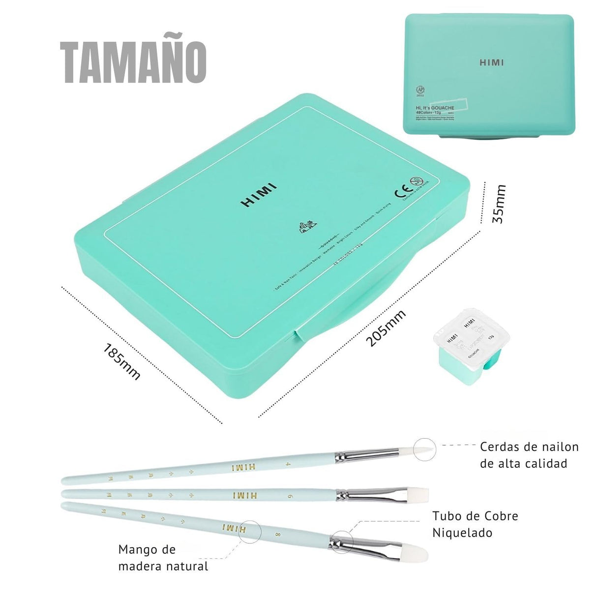 Himi - Set 48 Gouache Potes 12 g Green y Pinceles