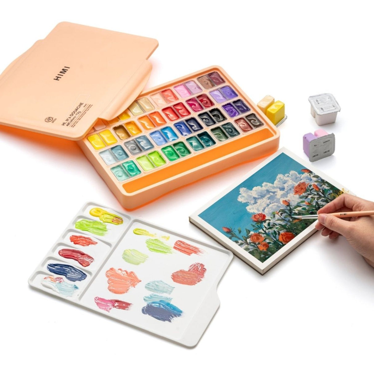 Himi - Set 48 Gouache Potes 12 g y Pinceles Peach Fuzz