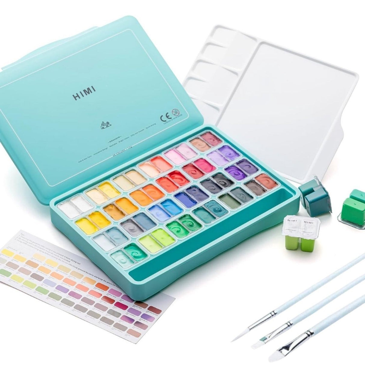 Himi - Set 48 Gouache Potes 12 g Green y Pinceles