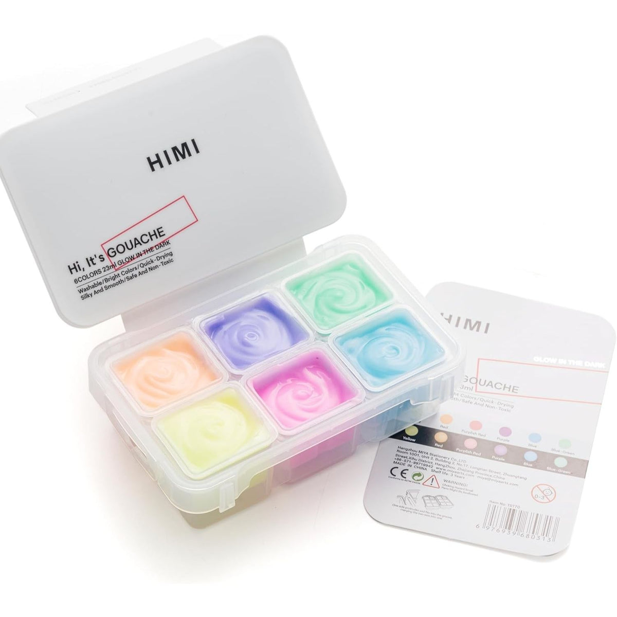 HIMI Gouache set GLOW IN THE DARK - set van 6 kleuren 23g Bright Colors | Be Creative Shop HIMI Gouache set GLOW IN THE DARK - set van 6 kleuren 23g Bright Colors | Be Creative Shop