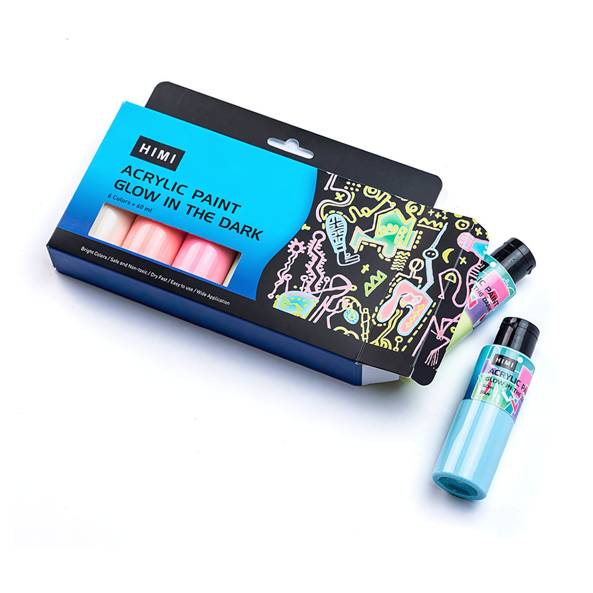 Himi - Set 6 Pinturas Acrílicas Brilla en la Oscuridad 60 ml