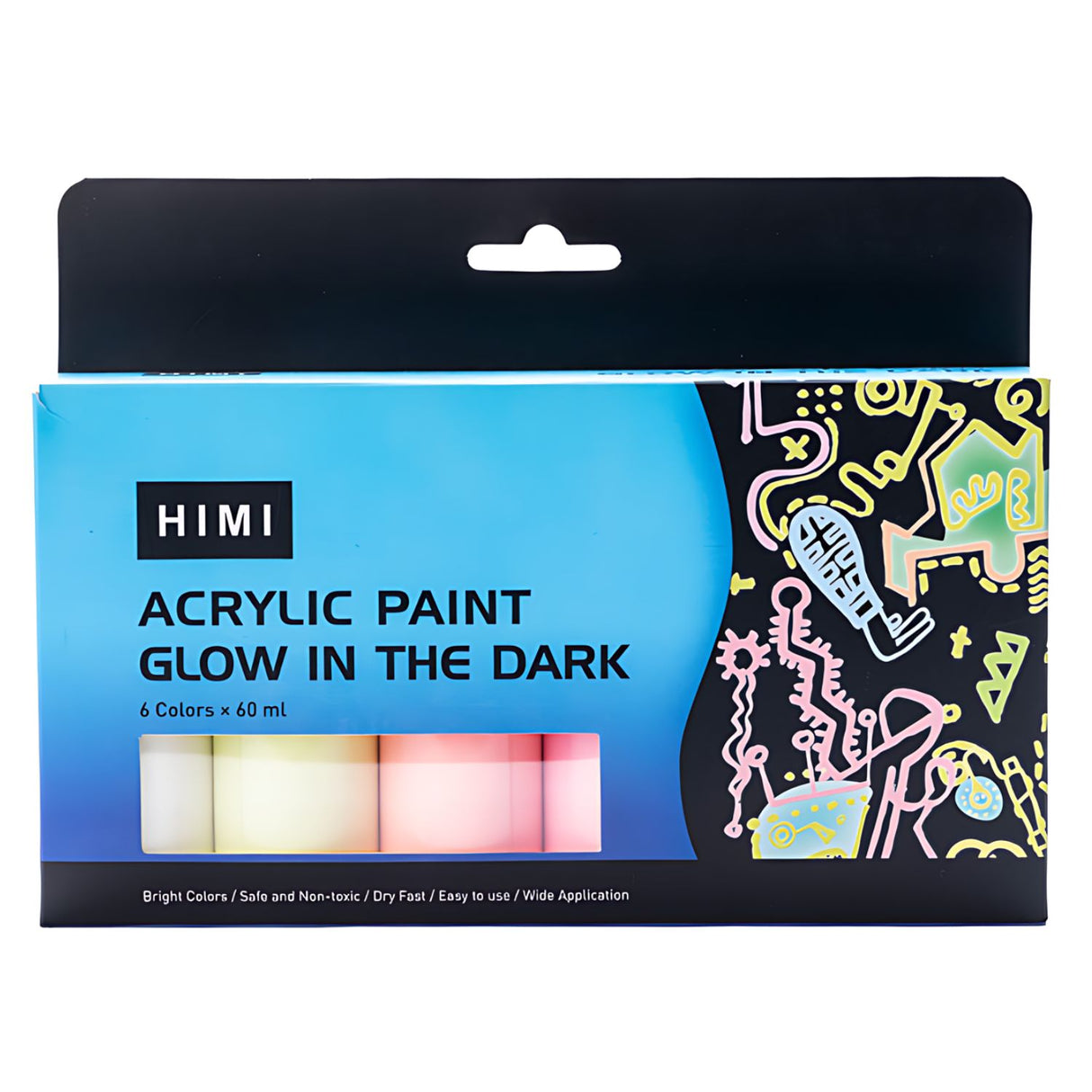 Himi - Set 6 Pinturas Acrílicas Brilla en la Oscuridad 60 ml
