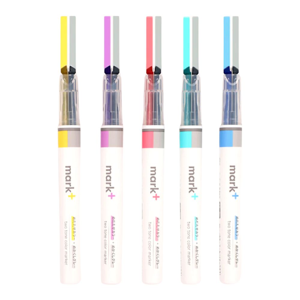 Kokuyo Mark Plus - Destacadores de Dos Tonos (Base Gris)