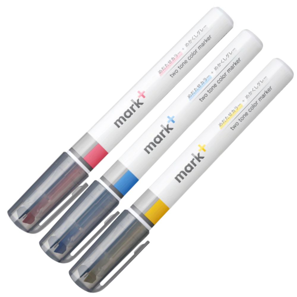 Kokuyo Mark Plus - Destacadores de Dos Tonos (Base Gris)