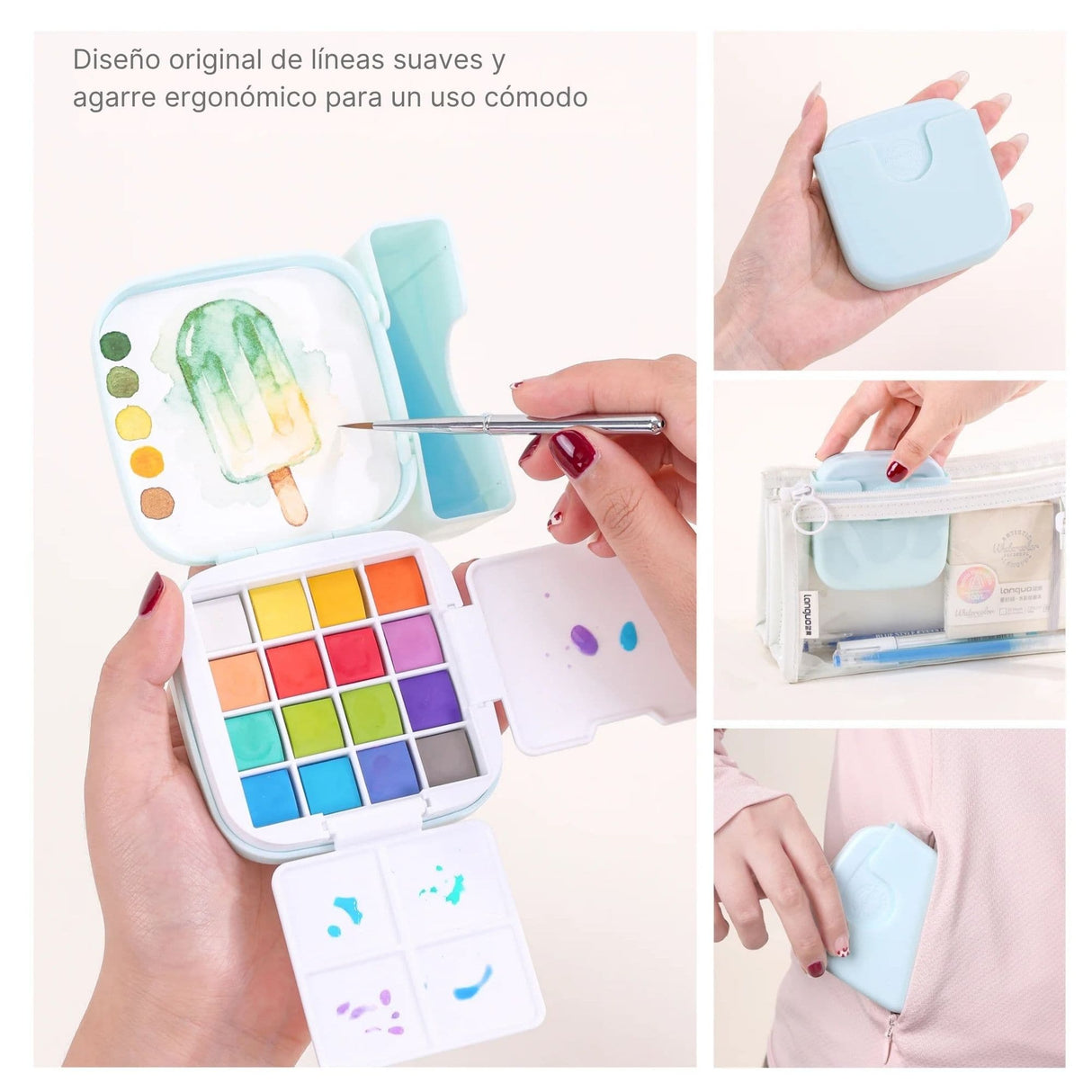 Languo - Kit Acuarelas Libreta y Pinceles Pearl Colors