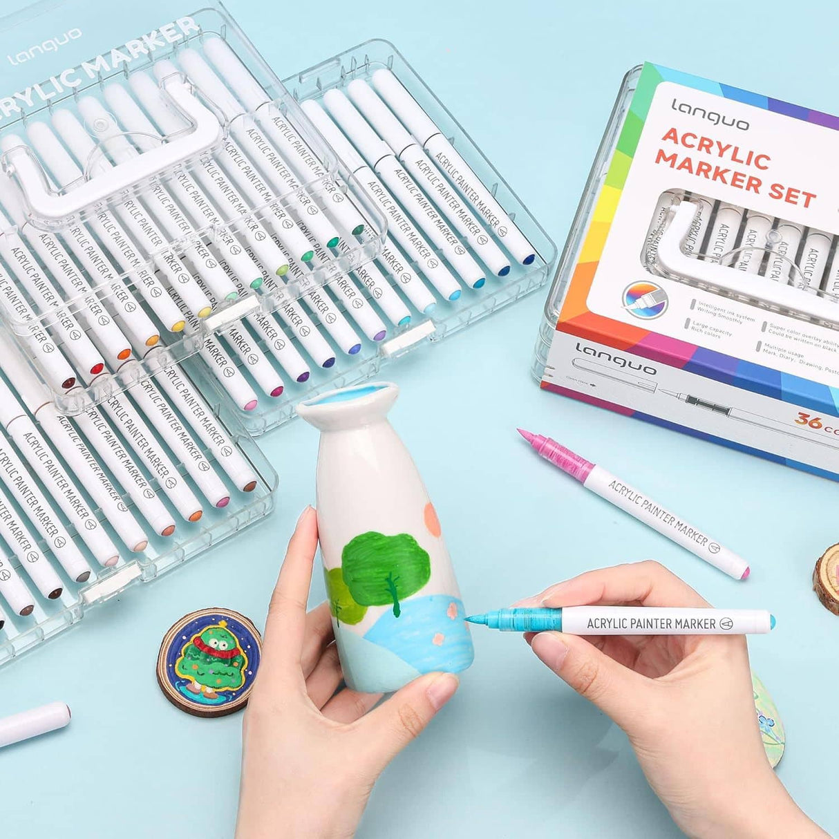 Languo - Set 36 Marcadores Acrílicos Punta Pincel