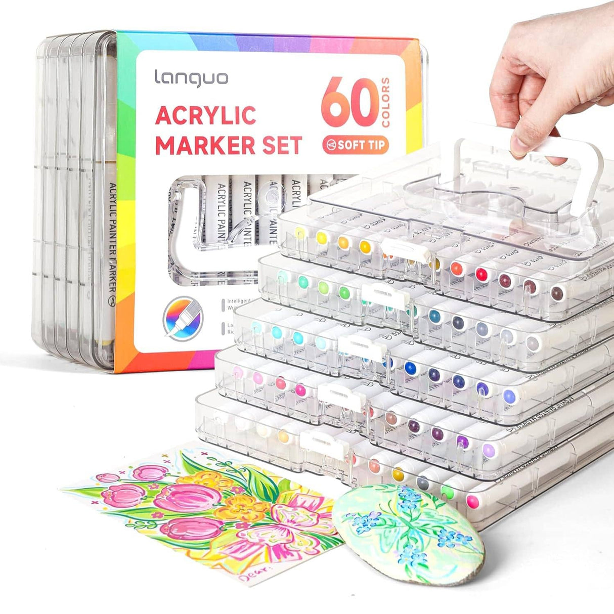 Languo - Set 60 Marcadores Acrílicos Punta Pincel