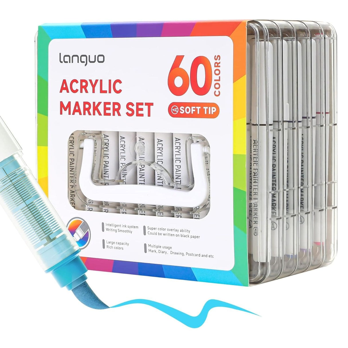 Languo - Set 60 Marcadores Acrílicos Punta Pincel