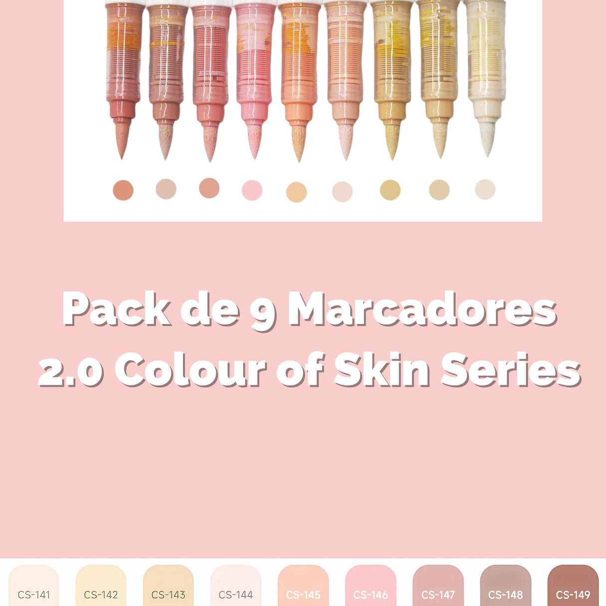 Languo - Set 9 Marcadores Acrílicos Punta Pincel 2.0 Colour of Skin Series