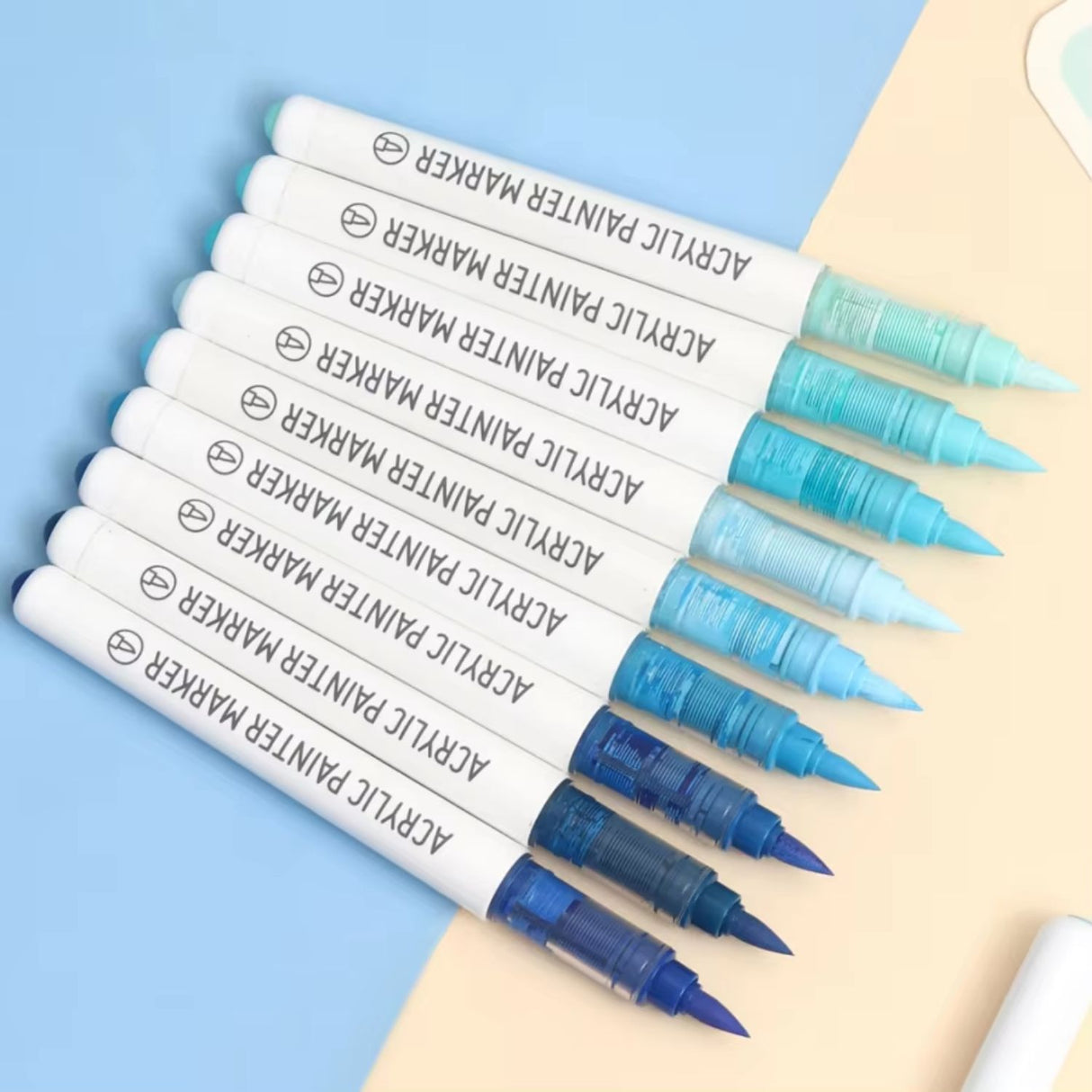 Languo - Set 9 Marcadores Acrílicos Punta Pincel Blue Series