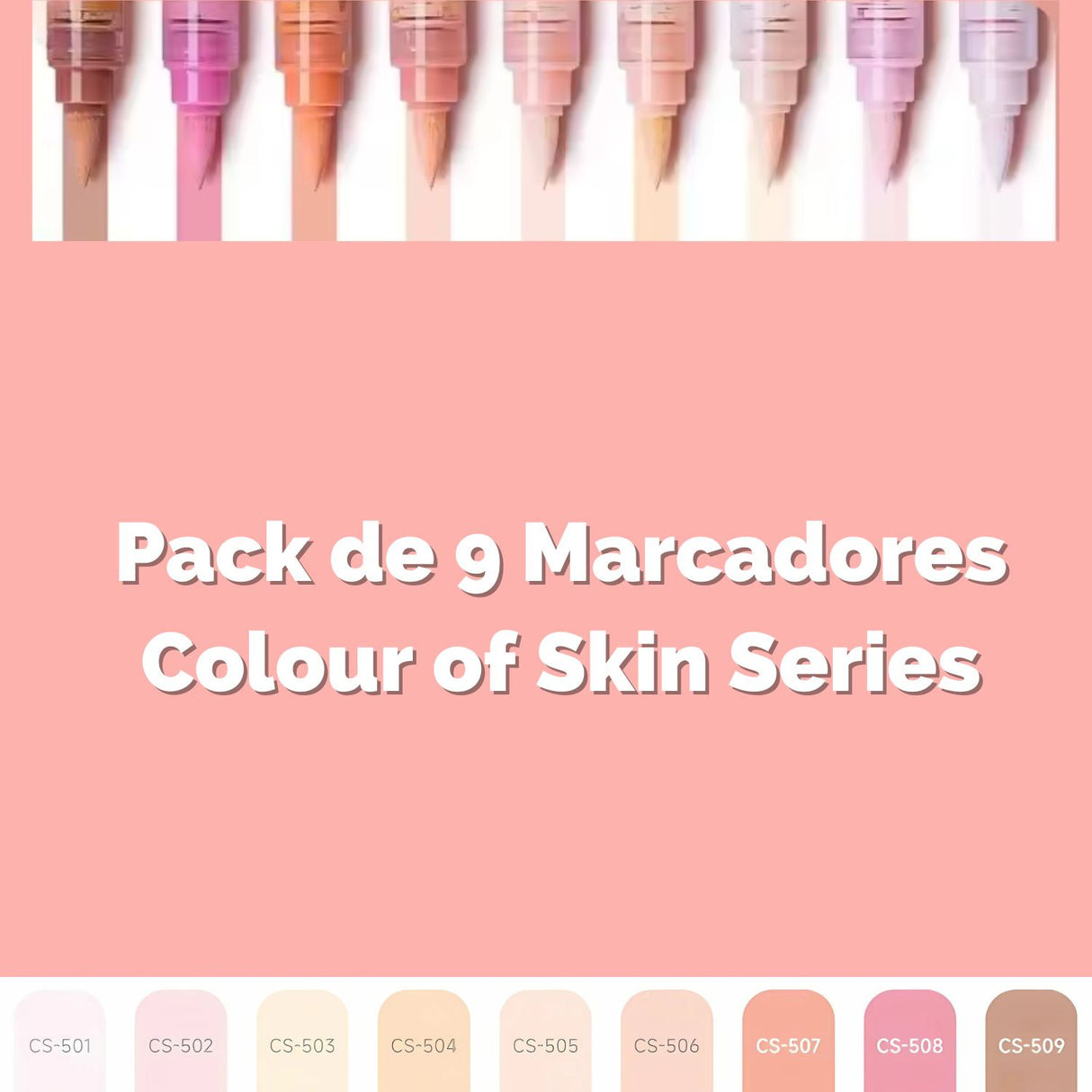 Languo - Set 9 Marcadores Acrílicos Punta Pincel Colour of Skin Series