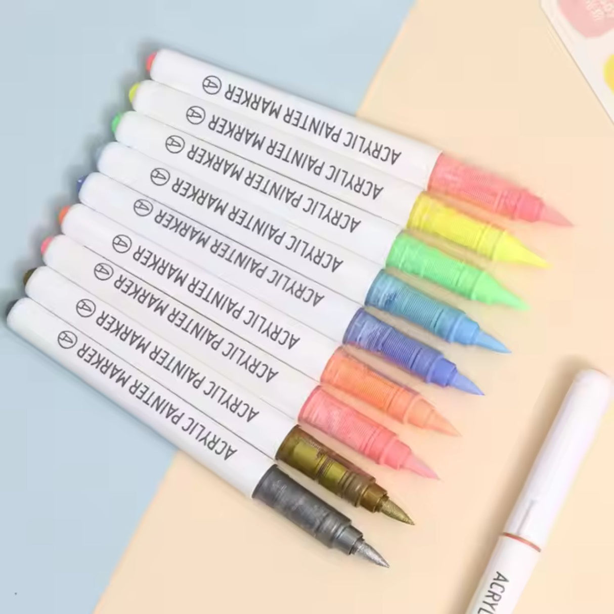 Languo - Set 9 Marcadores Acrílicos Punta Pincel Dopamine Series