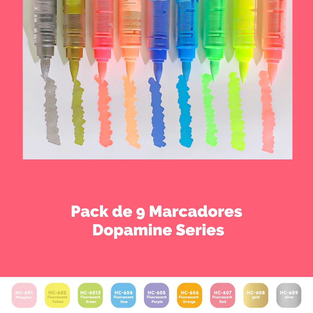 Languo - Set 9 Marcadores Acrílicos Punta Pincel Dopamine Series