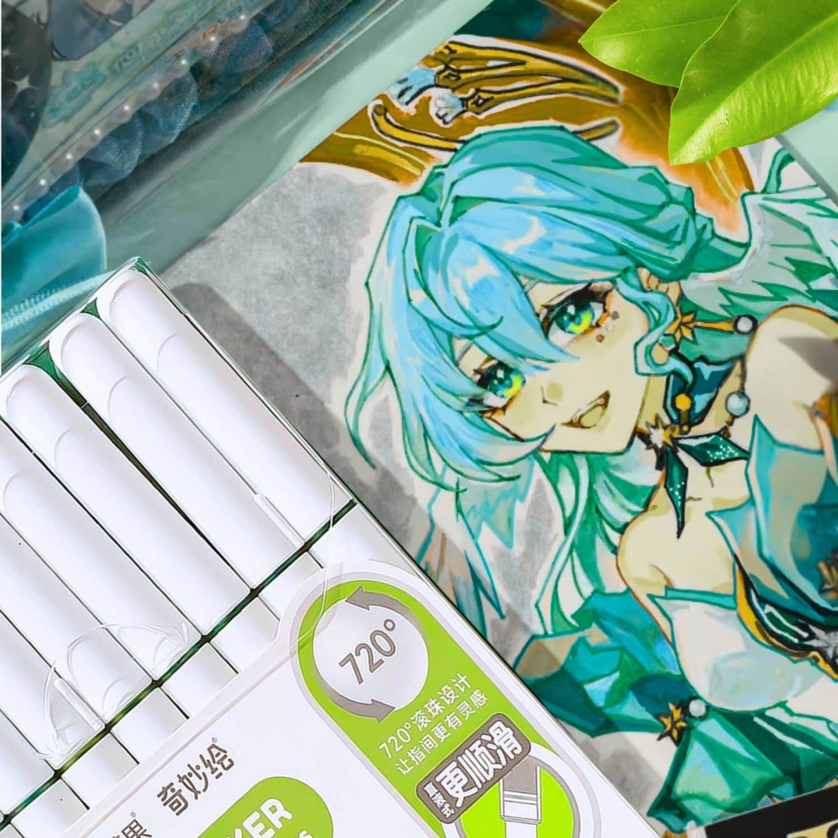 Languo - Set 9 Marcadores Acrílicos Punta Pincel Green Series