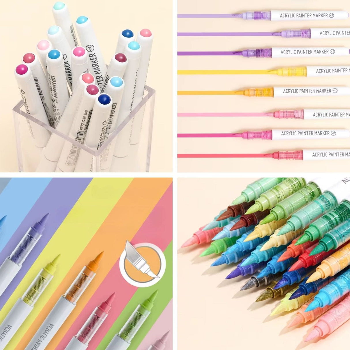 Languo - Set 9 Marcadores Acrílicos Punta Pincel Green Series