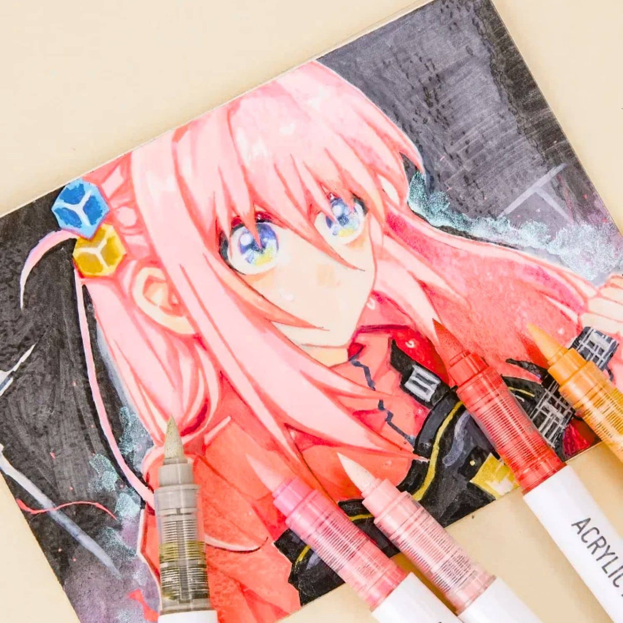 Languo - Set 9 Marcadores Acrílicos Punta Pincel Lip Gloss Red Series