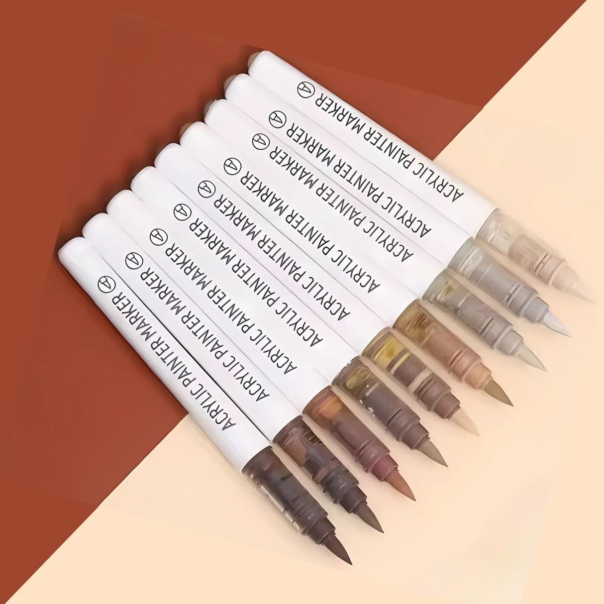 Languo - Set 9 Marcadores Acrílicos Punta Pincel Maillard Series