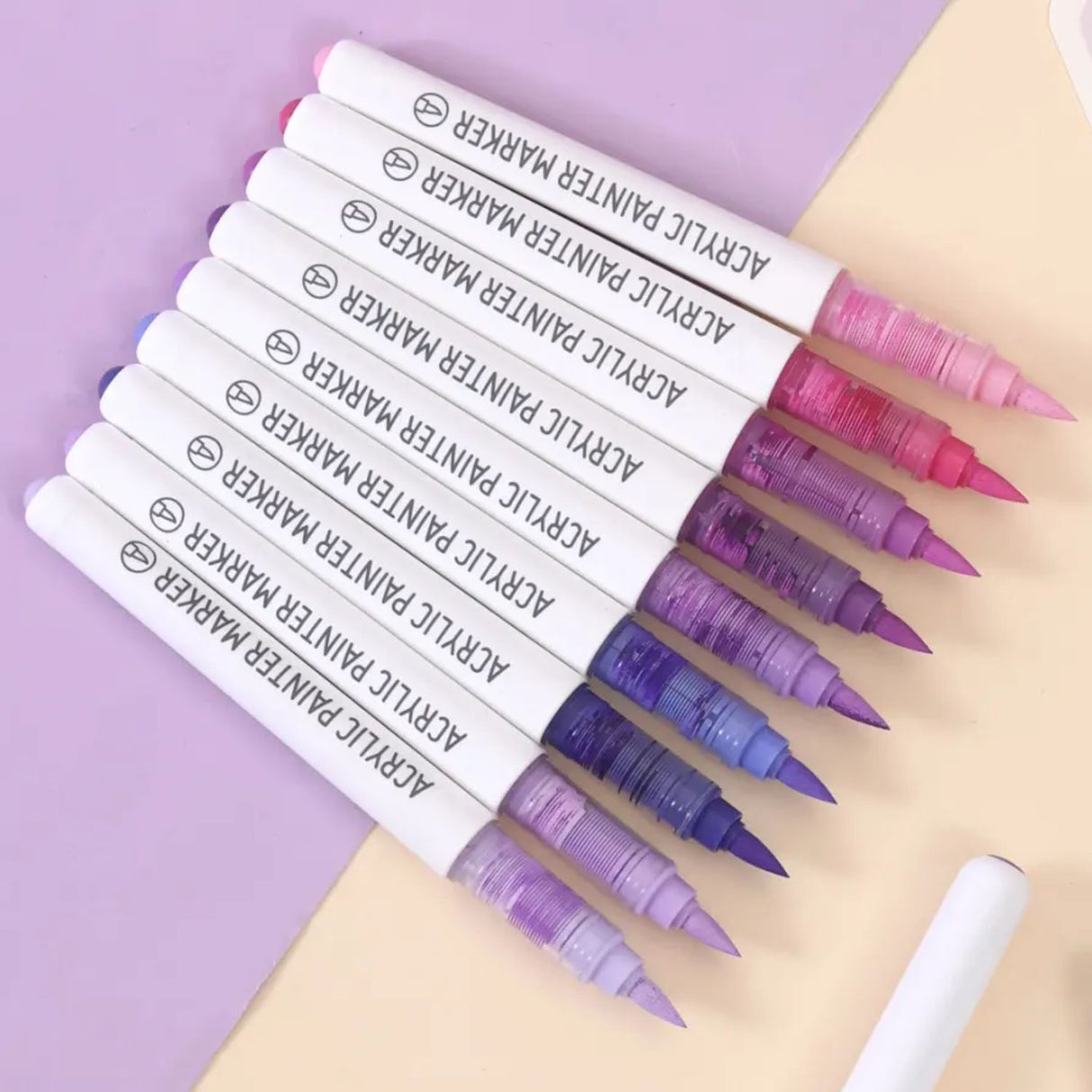 Languo - Set 9 Marcadores Acrílicos Punta Pincel Purple Series
