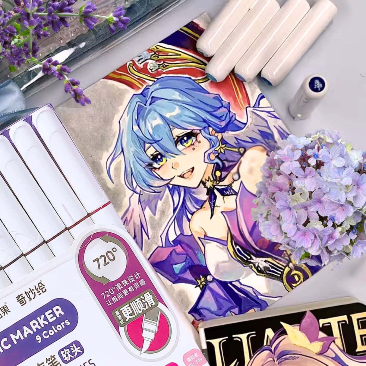 Languo - Set 9 Marcadores Acrílicos Punta Pincel Purple Series