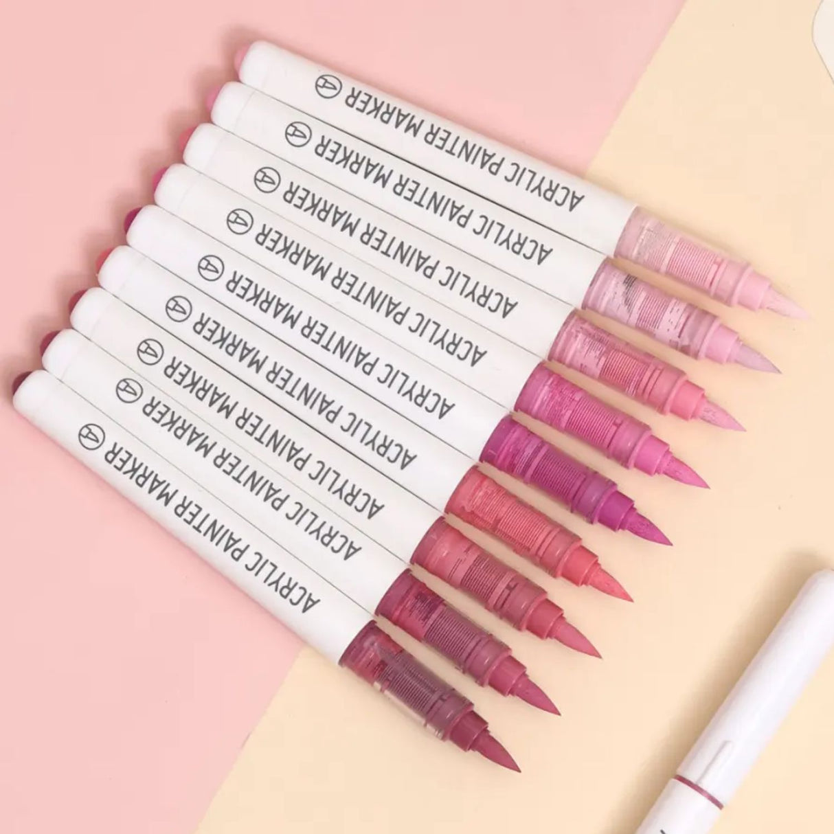 Languo - Set 9 Marcadores Acrílicos Punta Pincel Sweet Pink Series