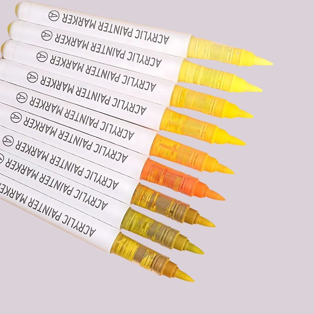 Languo - Set 9 Marcadores Acrílicos Punta Pincel Warm Yellow Series