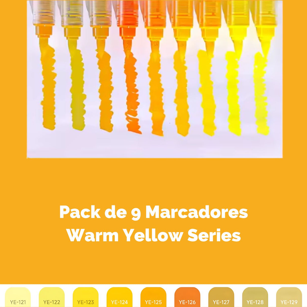 Languo - Set 9 Marcadores Acrílicos Punta Pincel Warm Yellow Series