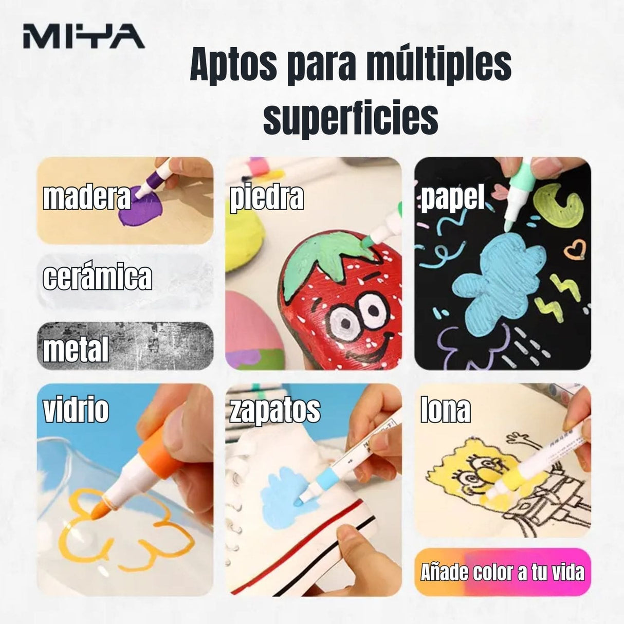 Miya - Set 12 Marcadores Acrílicos Punta Redonda