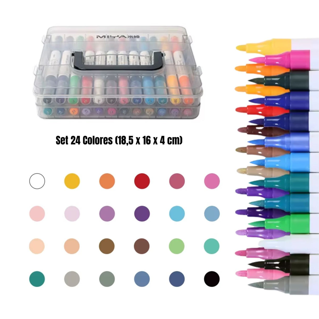 Miya - Set 24 Marcadores Acrílicos Doble Punta