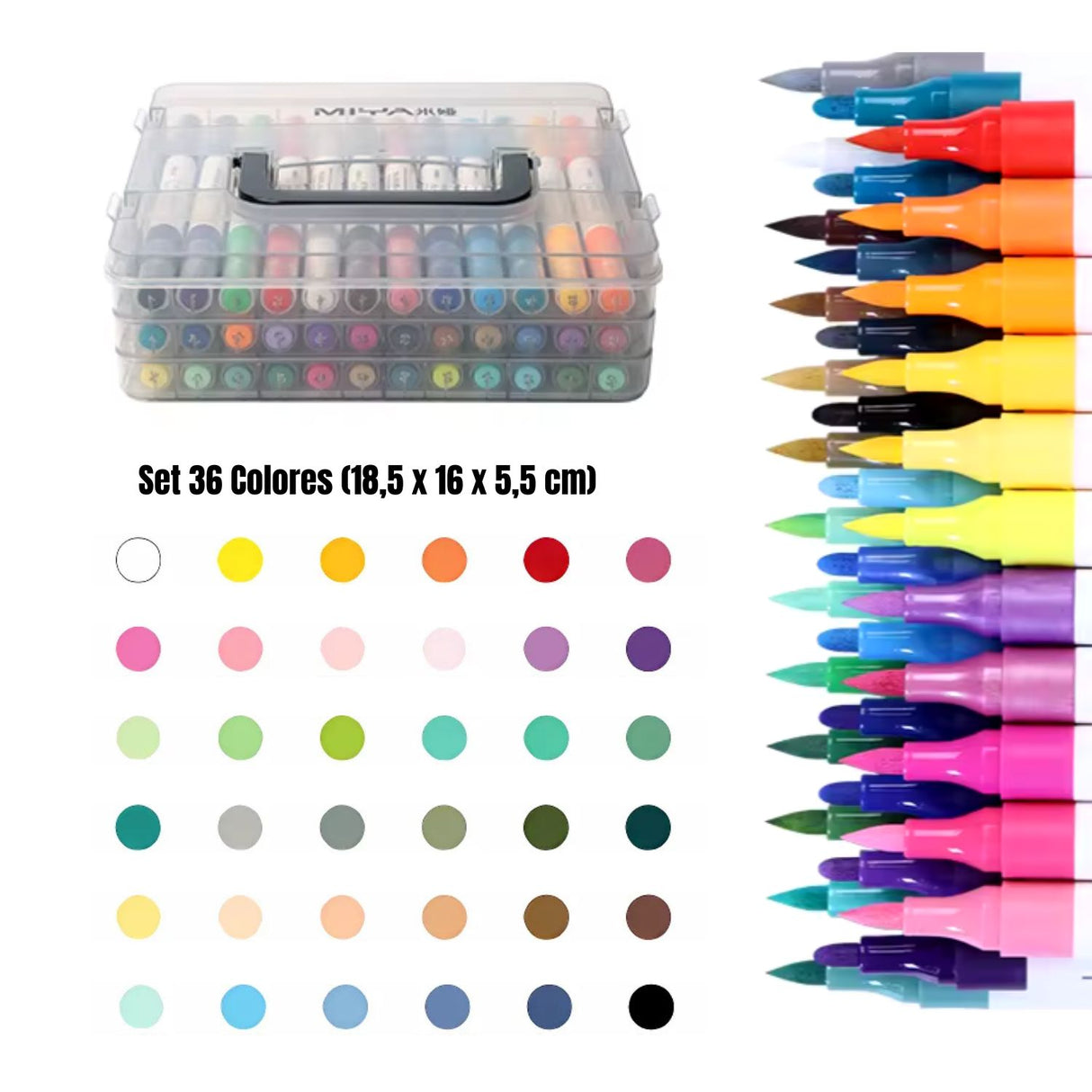 Miya - Set 36 Marcadores Acrílicos Doble Punta