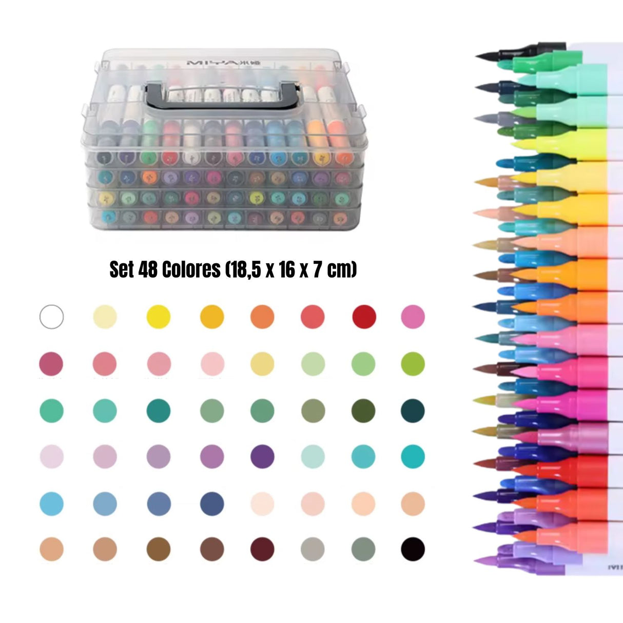Miya - Set 48 Marcadores Acrílicos Doble Punta