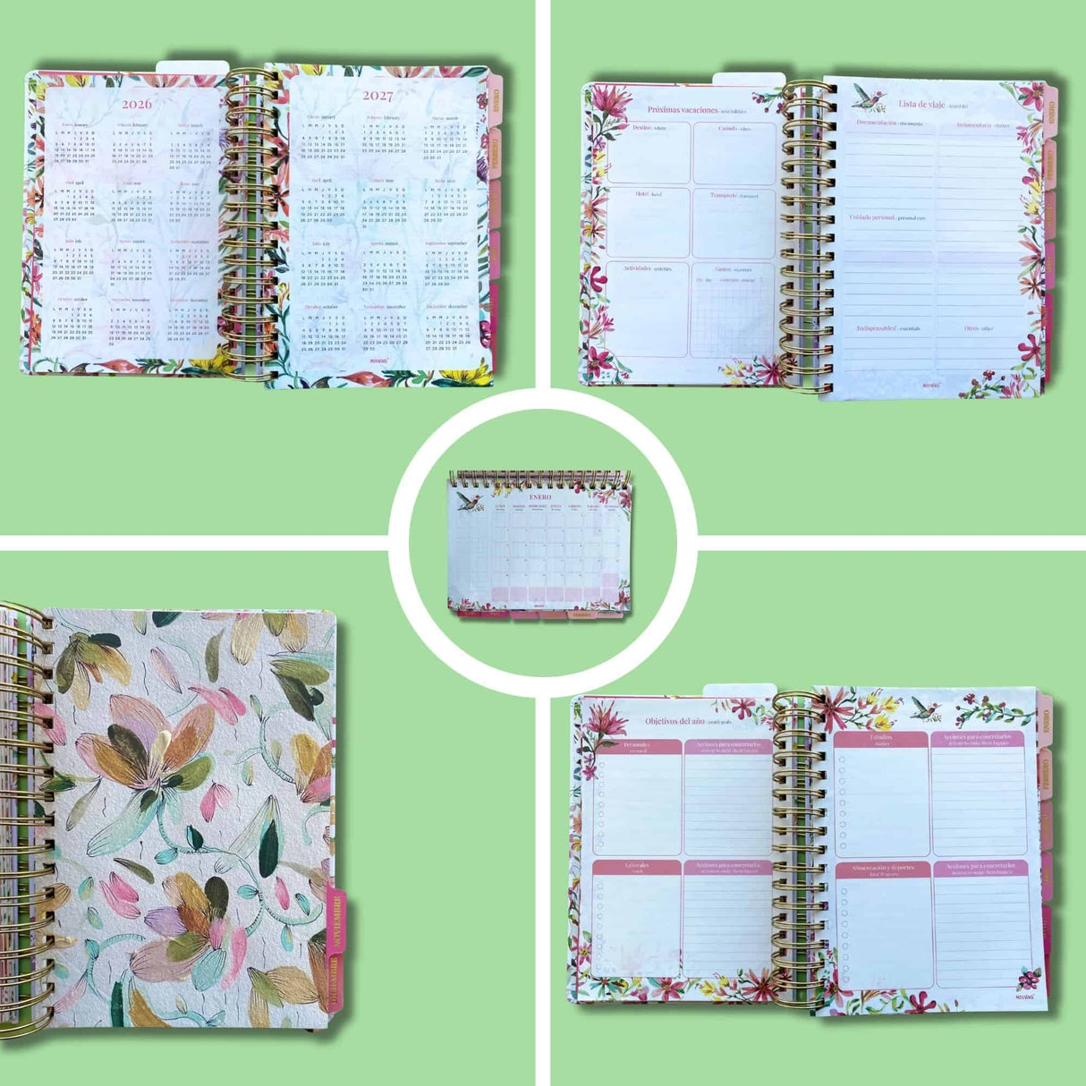 Mooving - Agenda 2026 Día por Página 16 x 22 cm Floral