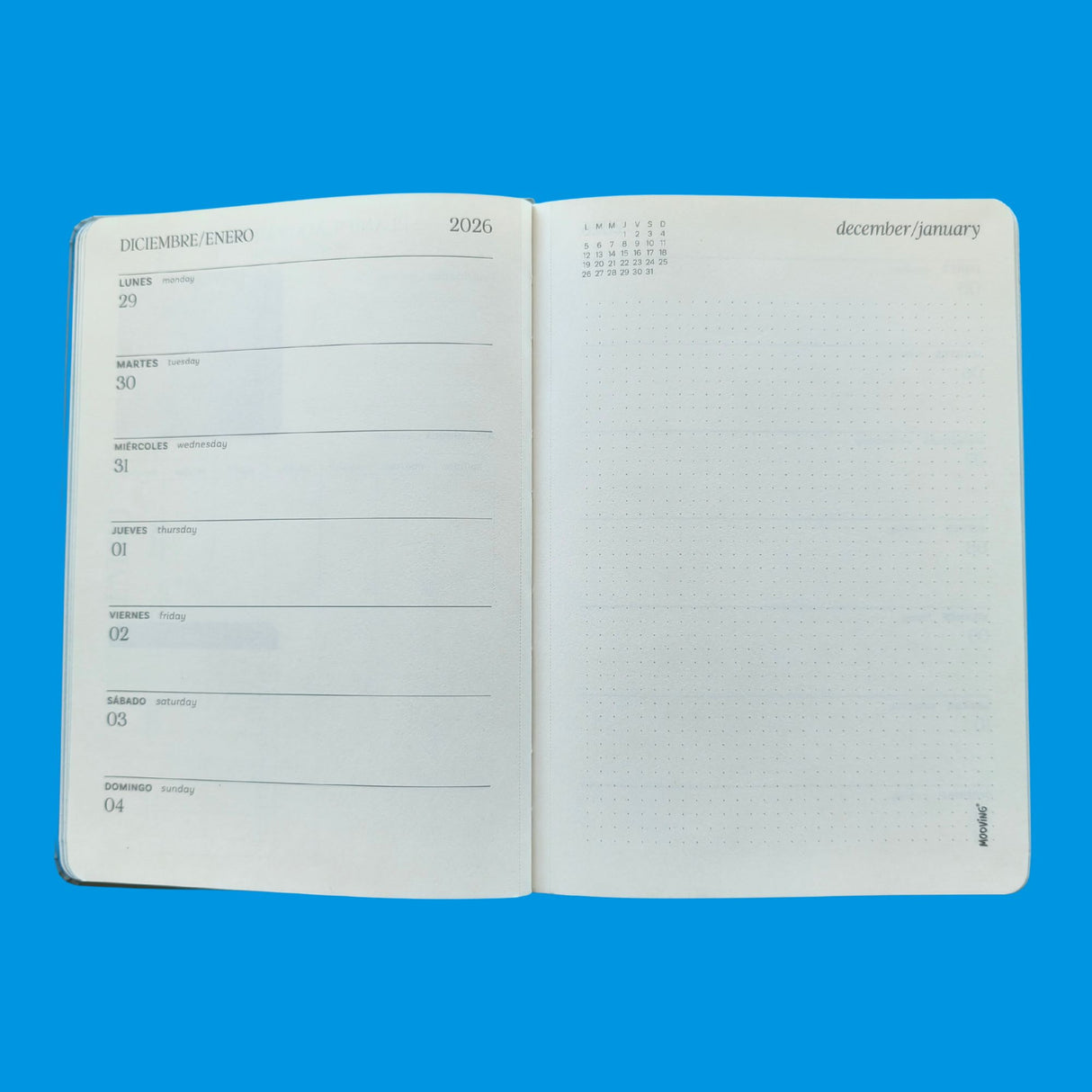 Mooving - Agenda 2026 Semanal Notes (Diseño Aleatorio)