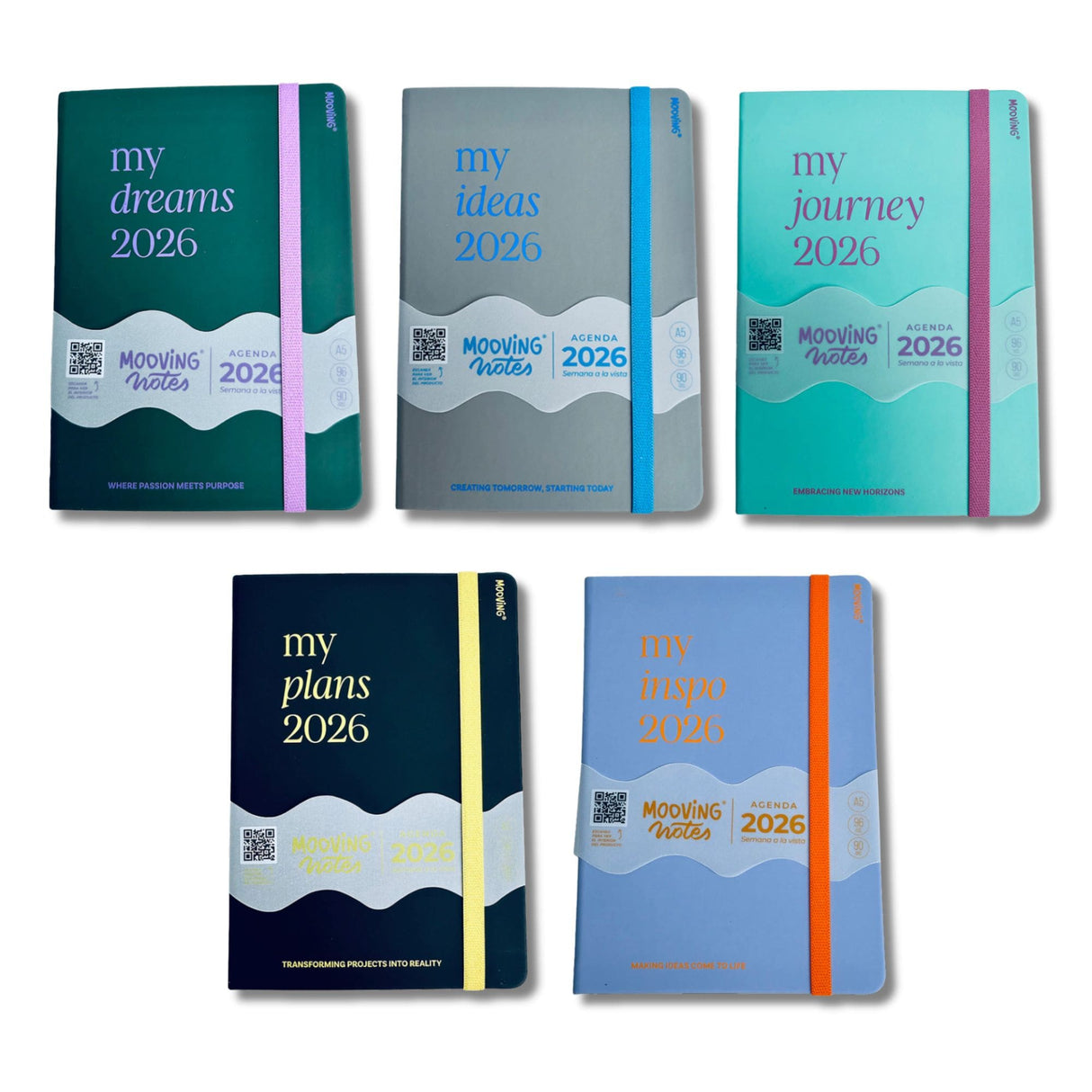 Mooving - Agenda 2026 Semanal Notes (Diseño Aleatorio)