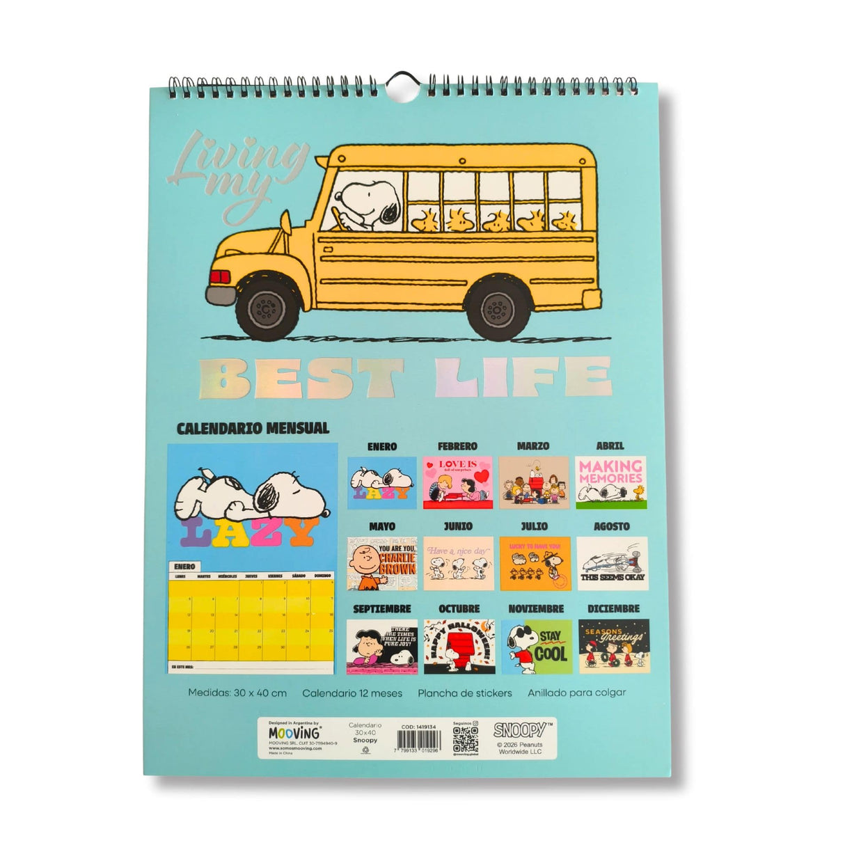 Mooving - Calendario 2026 Snoopy 40 x 30 cm