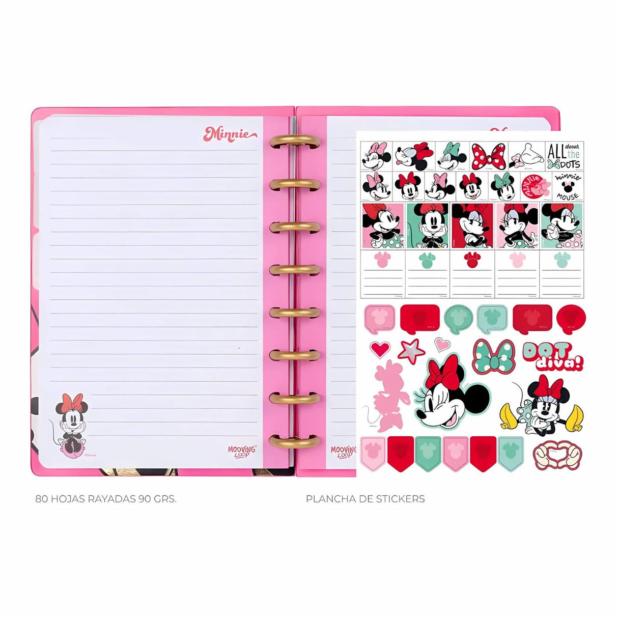 Mooving - Cuaderno de Discos Loop A5 Minnie Mouse