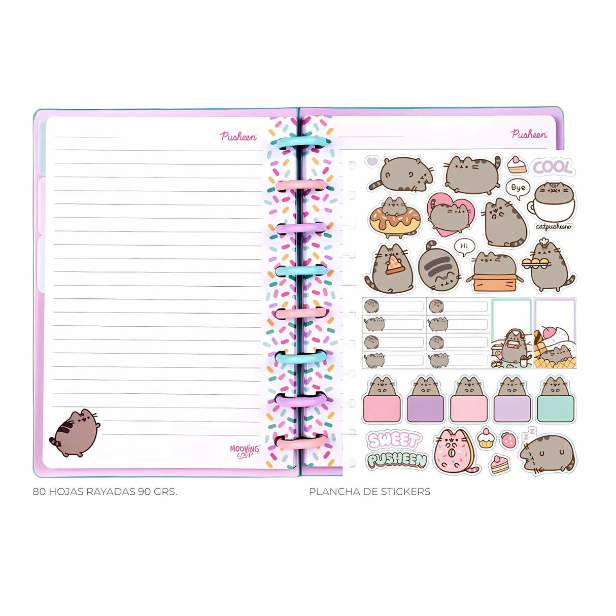 Mooving - Cuaderno de Discos Loop A5 Pusheen