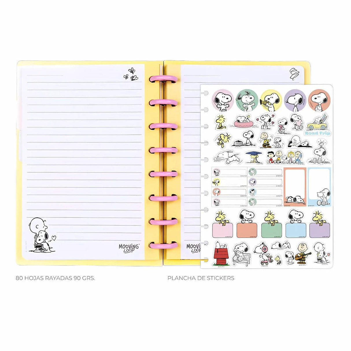 Mooving - Cuaderno de Discos Loop A5 Snoopy