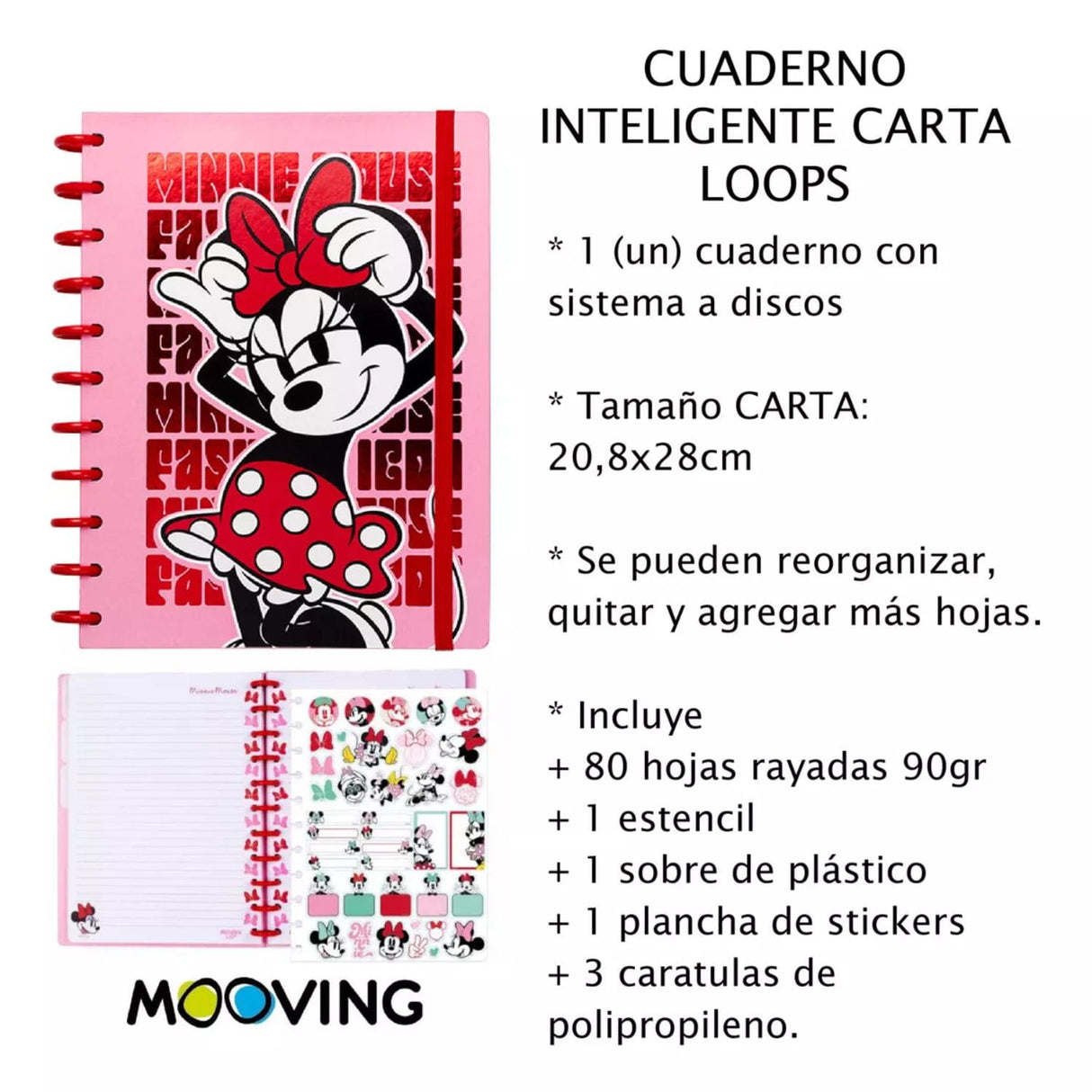 Mooving - Cuaderno de Discos Loop Carta Minnie Mouse