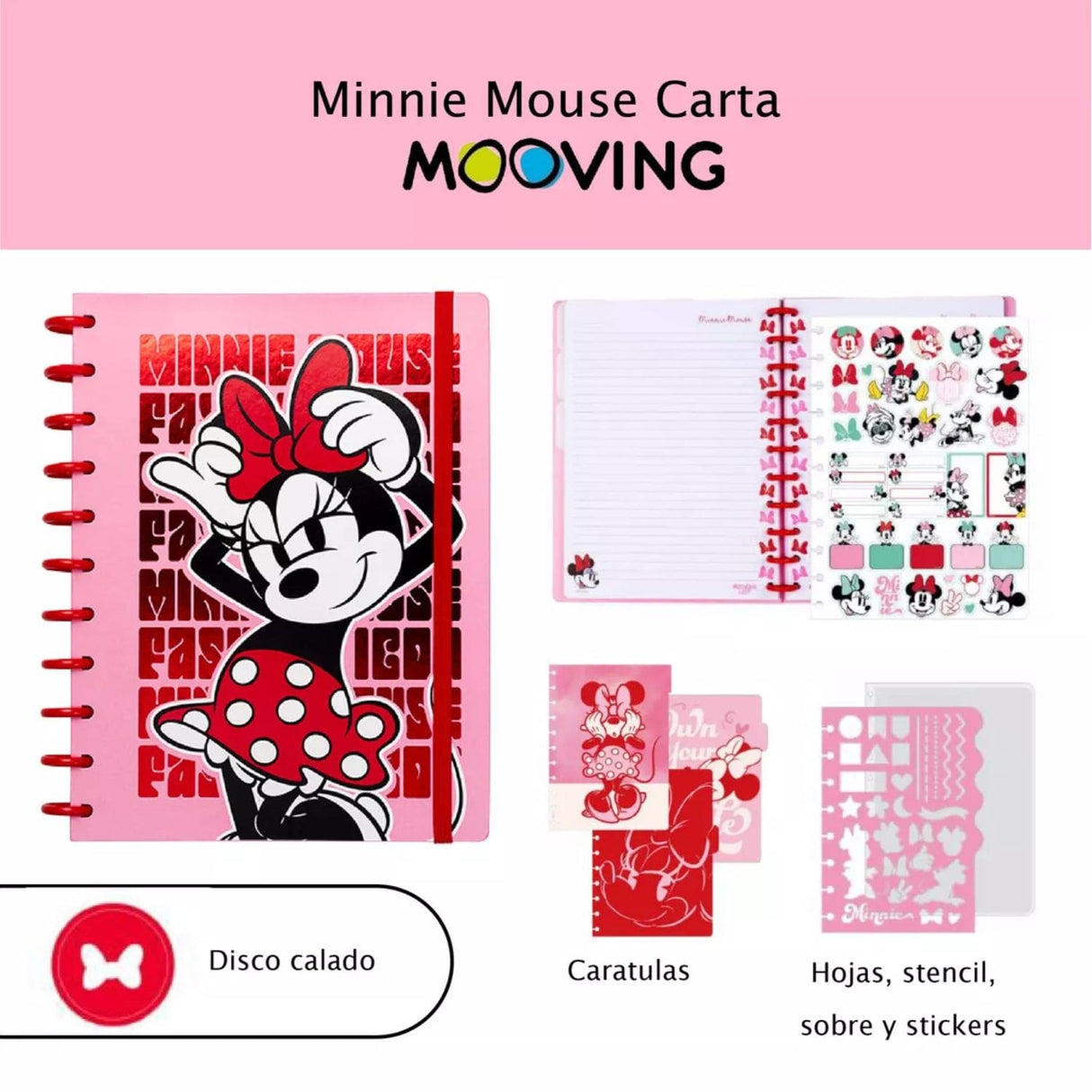 Mooving - Cuaderno de Discos Loop Carta Minnie Mouse