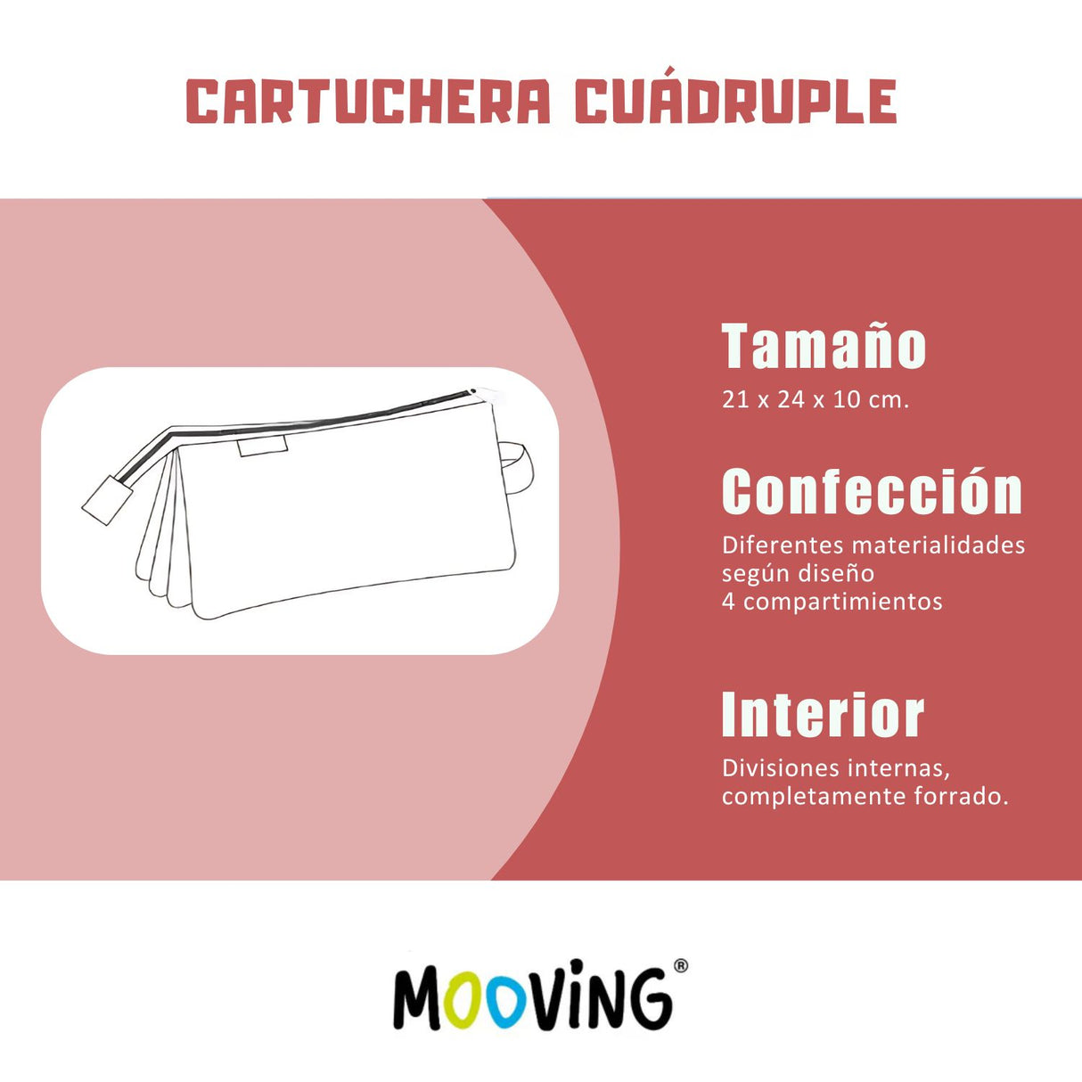 Mooving - Estuche para Lápices Cuádruple Snoopy