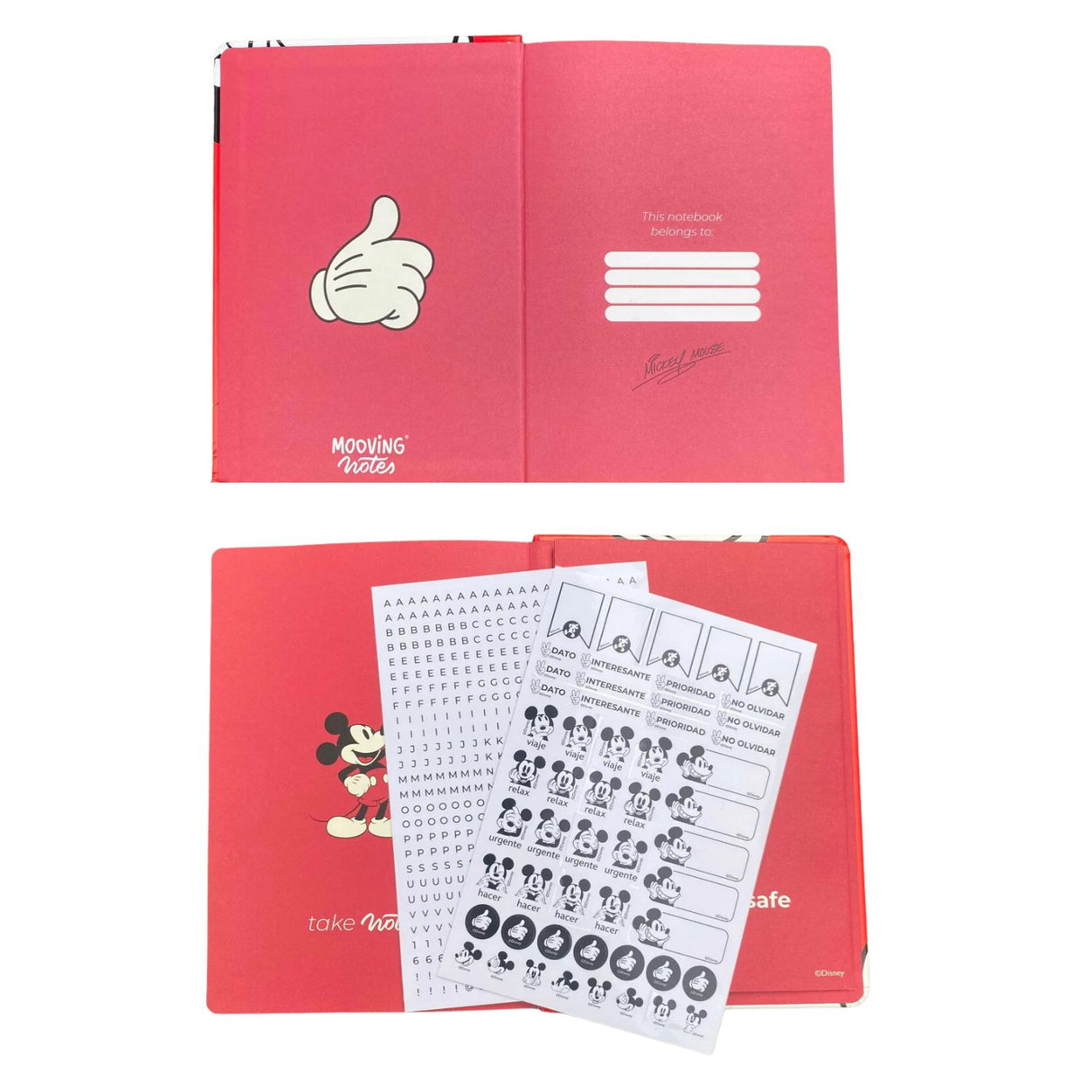 Mooving - Libreta Notes A5 Líneas Tapa Dura Mickey Mouse