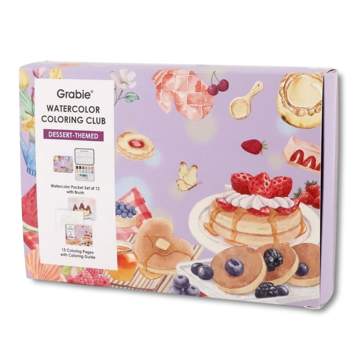 Grabie Coloring Club - Kit Acuarelas Dessert Libreta y Libro