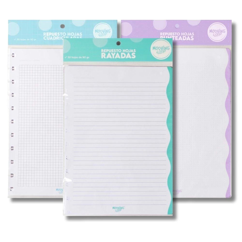 Mooving - Pack 30 Hojas para Cuadernos Loop Carta