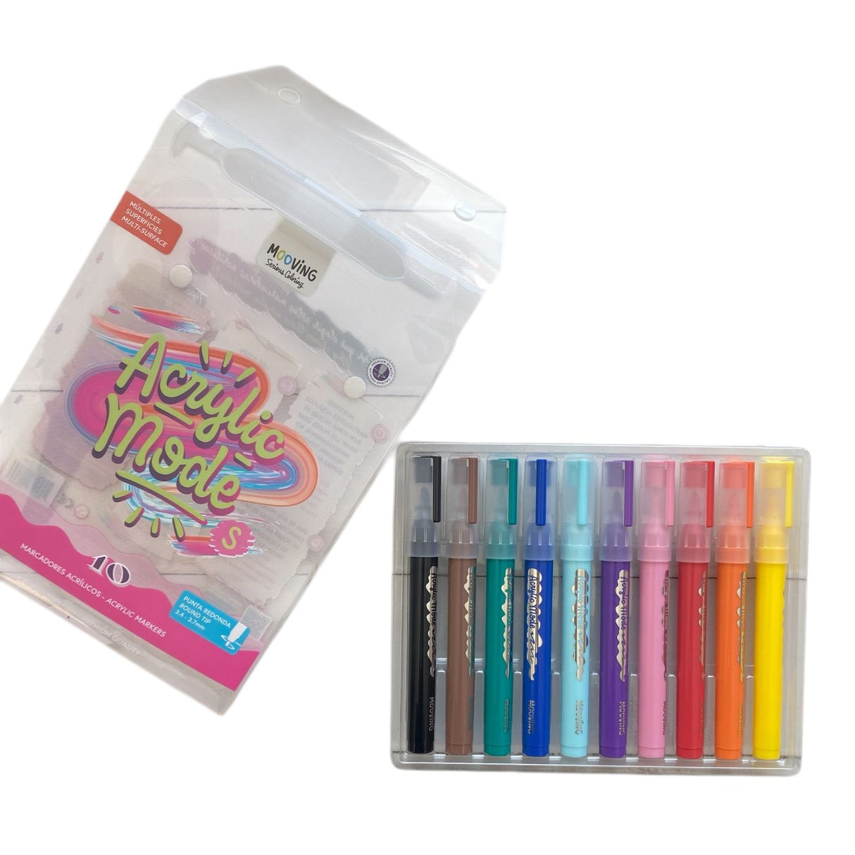 Mooving - Set 10 Marcadores Acrílicos Punta Redonda