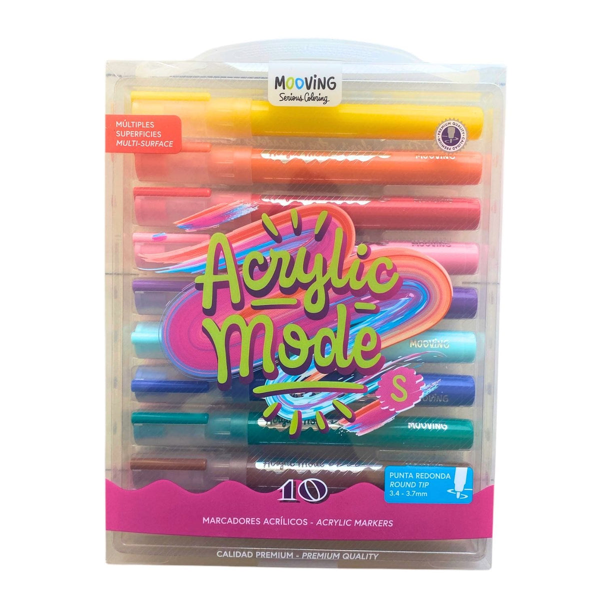 Mooving - Set 10 Marcadores Acrílicos Punta Redonda